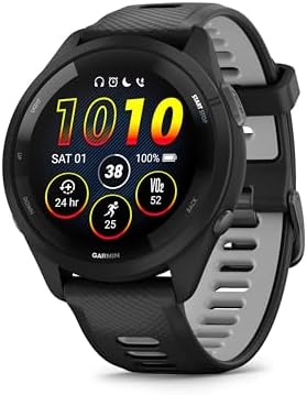 Garmin Forerunner® 265, Running Smartwatch, 46mm, Whitestone/Tidal Blue