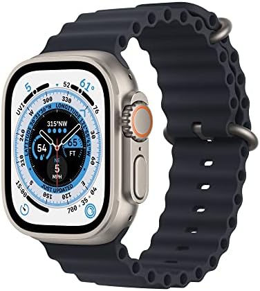 Apple Watch Ultra [GPS + Cellular 49mm] Titanium Case with Midnight Ocean Band, One Size (Renewed)