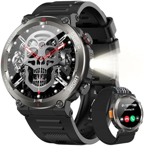 Military Tactical Smart Watches for Men with Compass/Flashlight