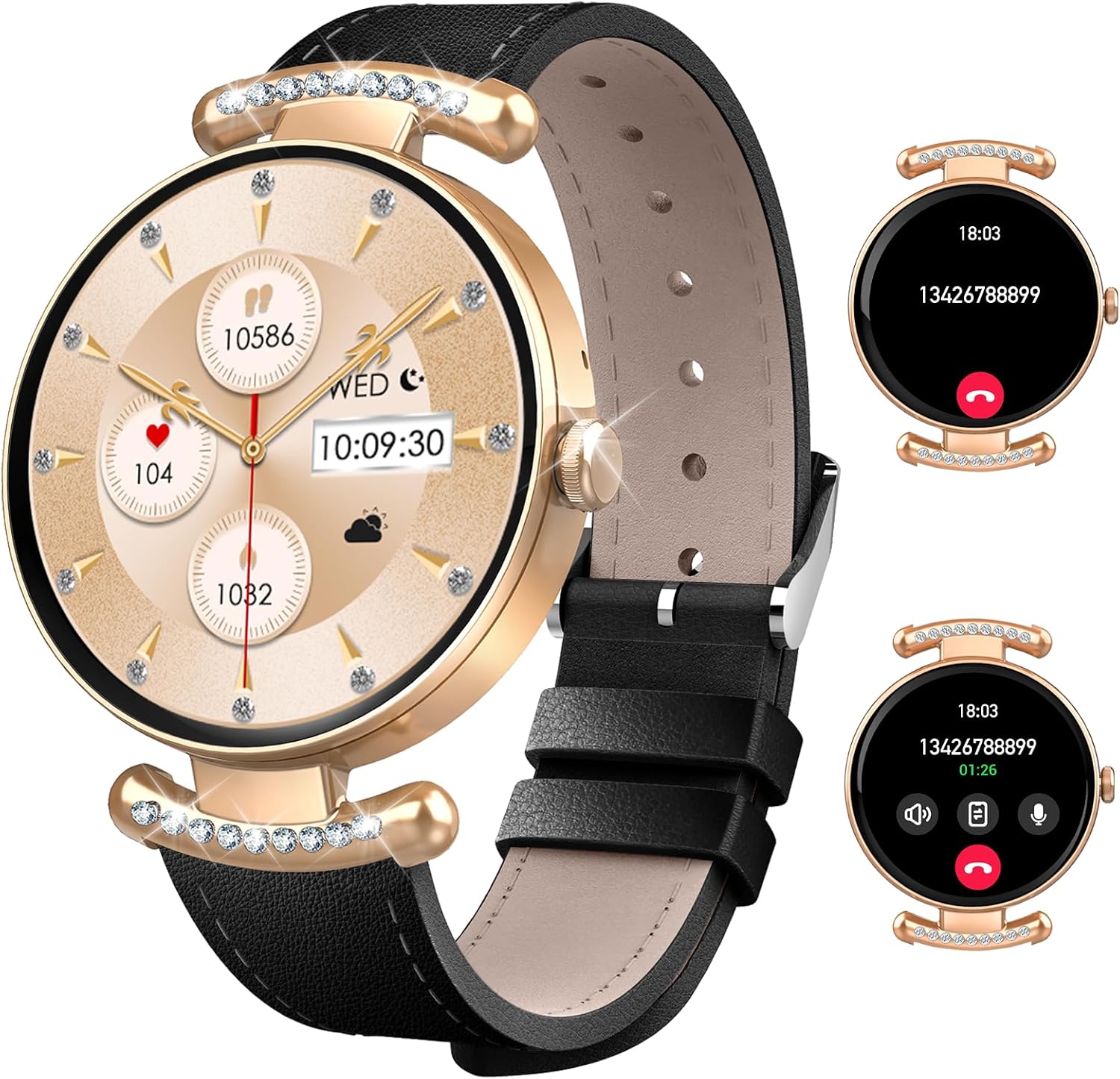Smart Watches for Women,Answer/Make Call,1.32" AMOLED Ultra-Clear Screen Smartwatch with Heart Rate,Sleep Monitor, Watches for Women for Samsung/Android/iOS,100+ Sports Mode,3ATM Waterproof