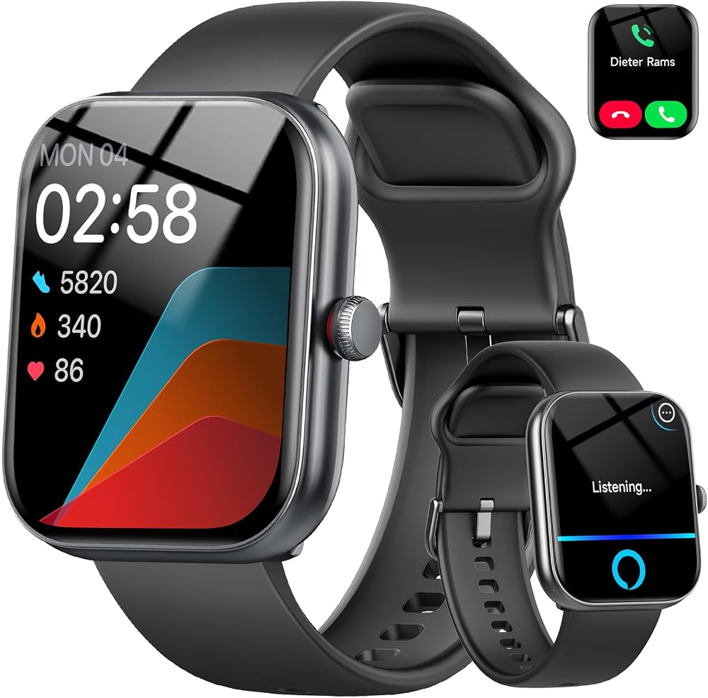 Smart Watch for Women Men, Alexa Built-in, 1.91 inch HD Fitness Tracker with Heart Rate, SpO2 and Sleep Monitor