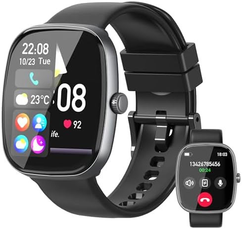 Smart Watch for Women Men, 1.85 inch HD Fitness Watch with 120 Sports Modes, Bluetooth Call, Custom Dials, Heart Rate/Sleep Monitor Fitness Tracker, Sport Watch for iPhone/Android