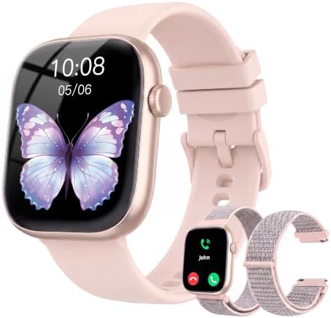 Smart Watch for Women, Bluetooth Answer/Make Calls, 1.83"HD Screen, 2 Bands