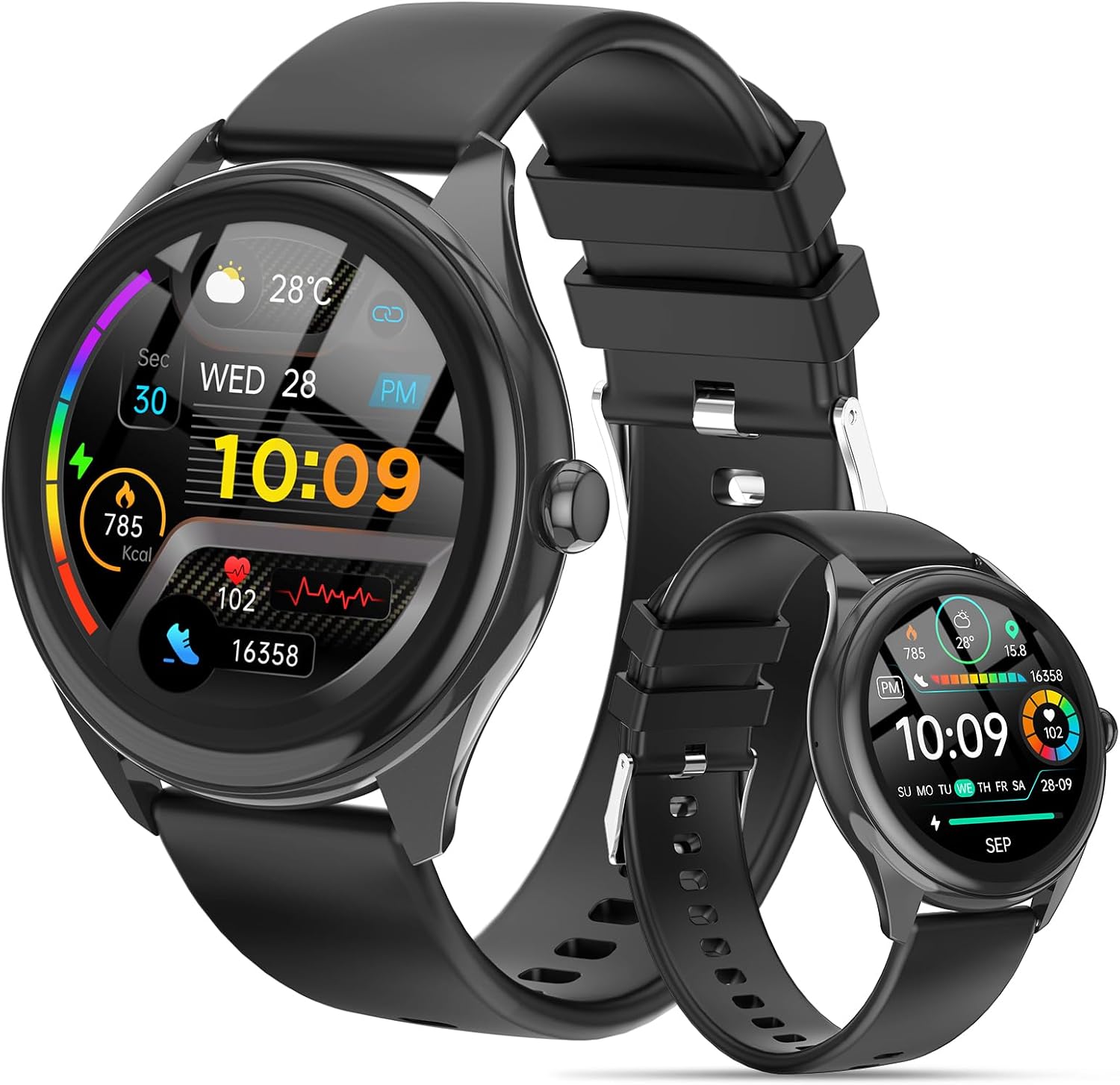 Smart Watch for Men, 1.39" HD Touchscreen Smartwatch with 120 Sports Modes, AI Voice Assistant, Heart Rate/Sleep Monitor, Bluetooth Call &amp; Music Control Fitness Watch for iPhone/Android (Black)