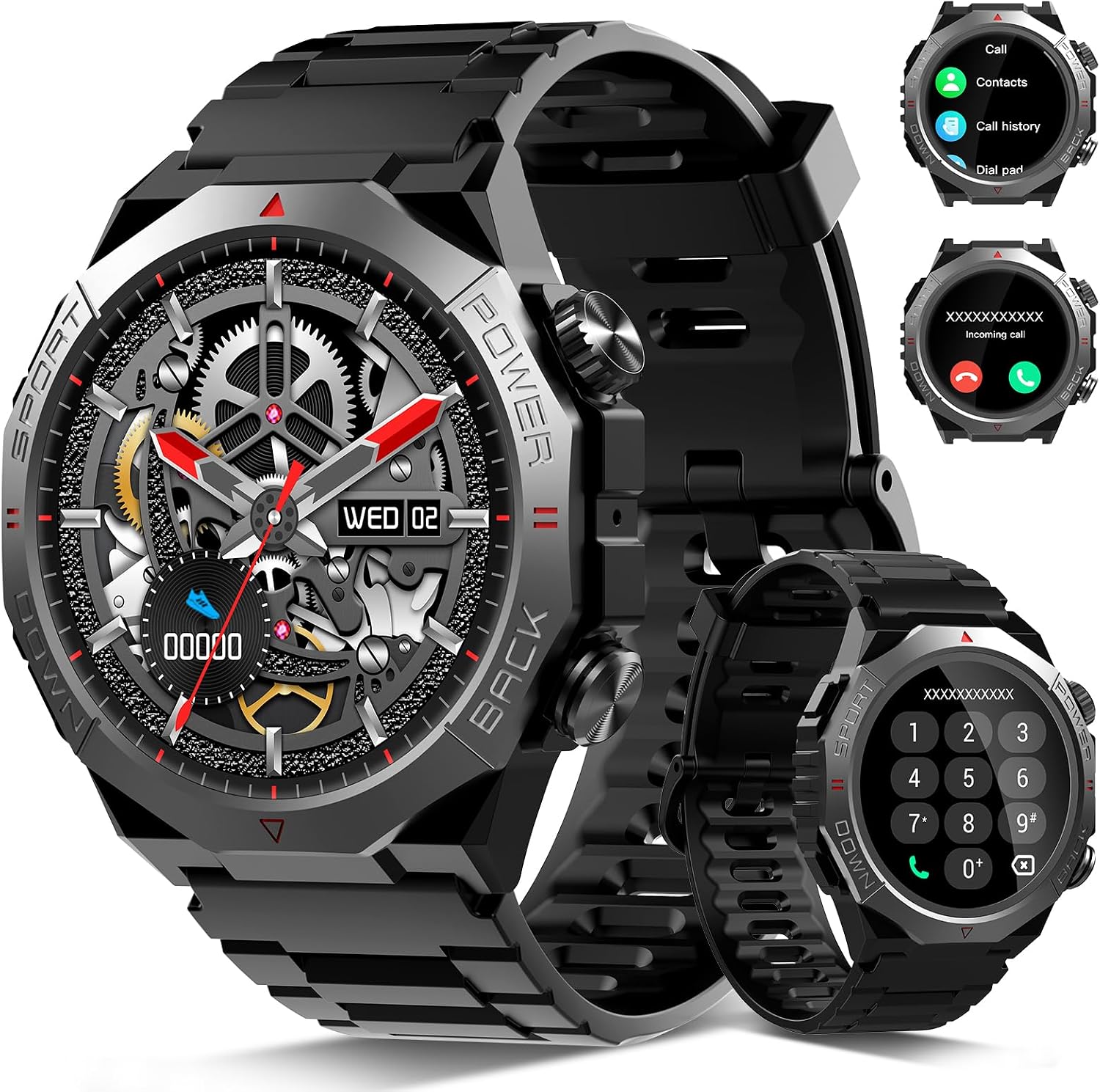 Military Smart Watches for Men (Answer/Make Calls), 1.39" HD Fitness Watches, Heart Rate/Sleep Monitor, 110+ Sports Modes Watch for Men, Waterproof Watch, 30Day, Watches for Android/iPhone, Black